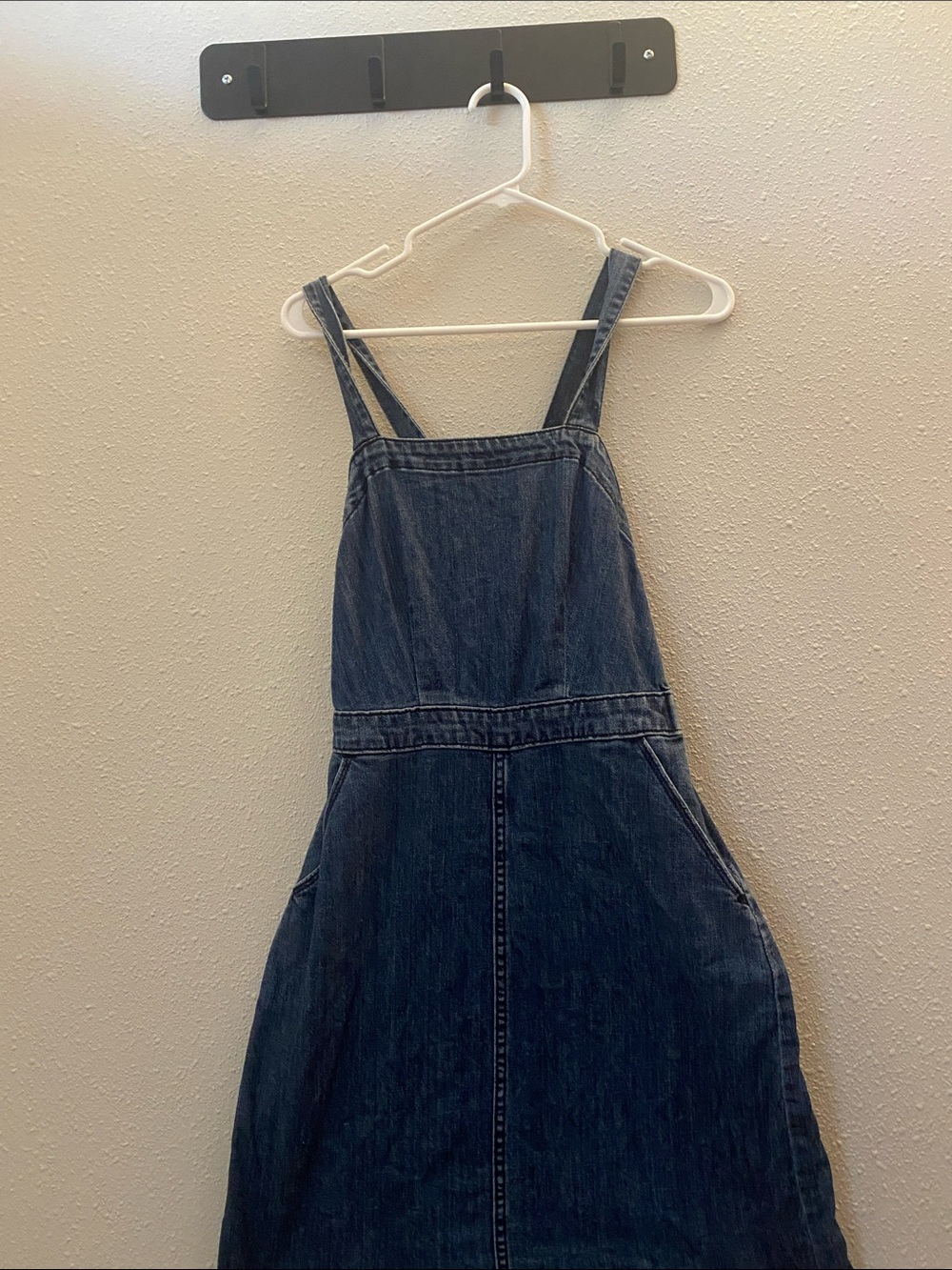 Universal Thread Denim Overall Dress in Dark Blue